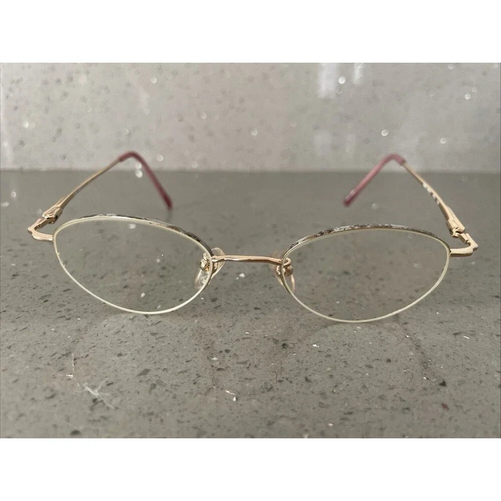 Nine West 21 Eyeglasses Frames ONLY 46-19-130 7FX Gold half rim pink tortoise